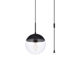 Living District Eclipse 1-Light Mid-Century Metal Pendant In Black And Clear
