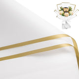 Zarwani 10 Sheets Korean Style Waterproof White Bouquet Wrapping Paper (58cm x 58cm, 60 Microns) | Golden Border Design, Giftw
