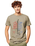 Adro Guitar Design Printed T-Shirt For Men - 100% Cotton, Regular Fit, Soft Breathable Fabric | Rn23-M-Gtr-Be-M Beige