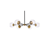 Living District Briggs 6-Light Metal Pendant W/Clear Shade In Black And Brass
