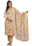 Gosriki Women'S Cotton Blend Printed Straight Kurta With Pant & Dupatta (Kumud Cream-Nw-Gs_M_Cream_Medium),Cream,,B0D2956L1M