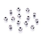 KISSITTY 240pcs Opaque Acrylic Letter Q Cube Beads Bulk White Plastic Initial Alphabet Square Loose Spacer Beads for Bracelet Ne