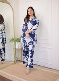 Anni Designer Women'S Cotton Blend Printed Ethnic Co-Ord Set (Minara Blue_L_Blue_Large),Blue,L,Cotton Blend,Regular,Kurta