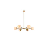 Living District Briggs 6-Light Mid-Century Metal Pendant In Brass/White