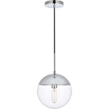 Living District Eclipse 1 Light Chrome Pendant With Clear Glass