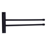 GERZWY Bathroom Swing Arm Towel Bars 2-Arm Wall Mount Stainless Steel Bath Towel Rack Hanger Towel Holder Organizer Matte Black