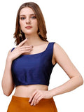 Womanista Women's Taffeta Solid Sleeveless Regular Fit Sequinned Blouse (BL_43_Blue M)