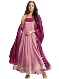 Gosriki Women'S Rayon Viscose Solid Anarkali Kurta With Pant & Dupatta (Kuspari Lavender-Vks03-Gs_L_Lavender_Large),LAVENDER,,B0DT77F2B8