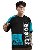 Eyebogler Men'S Trendy Round Neck Half Sleeves Loose Fit Typography Printed T-Shirt Black Bluebird,Black BluebirdApparel,M