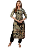 Gosriki Women'S Cotton Blend Straight Printed Kurta With Pant (Rai Black-Gs_Xxl_Black_Xx-Large),Black,2,B0D73WCBXC