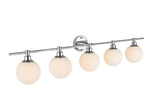 Living District Cordelia 5-Light Iron/Glass Bath Sconce In Black/Frosted White