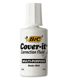 1 X BIC 20ml / 0.7 fl. oz. WiteOut Cover It Correction Fluid