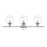 Living District Jaelynn 3-Light Iron & Glass Bath Sconce In Chrome/Clear