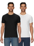 Xyxx Men'S Solid Regular Fit T-Shirt (Xy_Cr15_Tshirt_2_Pitch Black+Polar White