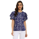 Oomph! Women'S Crepe Tunic Top - Azure Blue,Azure Blue,Azure Blue,L