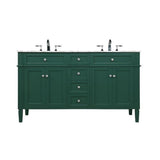 Elegant Decor Park Avenue 60 Metal Mdf Marble Double Bathroom Vanity In Green
