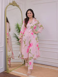 Leriya Fashion Women'S Rayon Printed Regular Kurta Set (Lf-W2092&Tr1052_Pink_Xl)