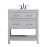 Elegant Decor Martins 30 Steel and Solid Wood Single Bathroom Vanity in Gray