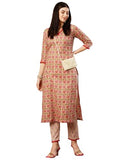 Anni Designer Women'S Cotton Blend Straight Printed Kurta With Pant (Balajyoti Red-Nw_L_Red_Large),Red,L