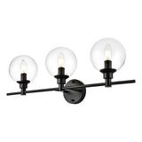 Living District Jaelynn 3-Light Iron & Glass Bath Sconce In Black/Clear