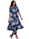 Anni Designer Women'S Rayon Viscose Straight Printed Kurta With Pant (Sunoni Blue-Vks04_M_Blue_Medium),Blue,M