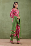 Anni Designer Women'S Rayon Viscose Straight Printed Kurta With Pant & Dupatta (Asmat Pink_Xxl_Pink_Xx-Large),Pink,2XL,,,