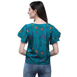OOMPH! Women's Crepe Tunic Top - Ocean Blue,Ocean Blue