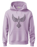 ADRO Men's Cotton Neck Hooded Sweatshirt (H24-BIRD-PU_Lavender,Lavender