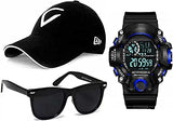 Selloria Plastic Brand A Stylish Sport Baseball Cap + Stylish Wayfarer Sunglass For Men And BoyS Cap (Pack Of 3) BoyS Pack Of