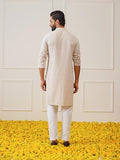 Jompers Men'S Beige Sequin Embroidered Pure Cotton Kurta With Pyjamas (Beige, M)
