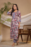 Gosriki Women'S Cotton Blend Straight Printed Kurta With Pant (Bicata Blue-Gs_Xl_Blue_X-Large),Blue,,B0CNZ98XW1