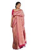 Flosive Womens Present Banarasi Soft Lichi Silk Saree Beautiful Jacquard Rich Pallu Design Work Zari Woven Kanjivaram Silk Style