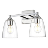 Living District Gianni 2-Light Iron & Glass Bath Sconce In Chrome/Clear