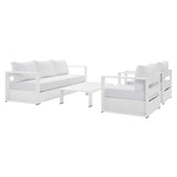 Modway Tahoe 4-Piece Fabric/Powder-Coated Aluminum Outdoor Set in White