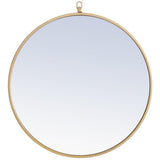 Elegant Decor Rowan Home Office Decorative Round Framed Hanging Wall Mirror, 24 L X 24 H - Brass
