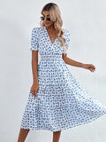 Kotty Women'S Fit And Flare Printed Dress Off White Blue,Off White BlueApparel,M