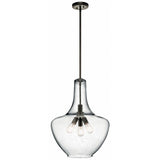 Kichler Everly 27.5 3 Light Bell Pendant Clear Seeded Glass Olde Bronze