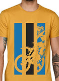 Adro Men'S Bike Rider Printed Cotton T-Shirt (Rn22-2-Bik-Mu_Mustard_Xl)