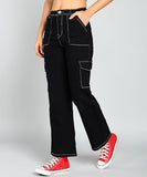 Nifty Women'S Cotton Blend Stretchable Black Cargo Jeans (Jean_1453_Blk_32_Black_32)