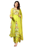 Wedani Faux Georgette Embroidered Kurta Set With Duptta For Women (In Alpha Xl Regular Green),GREEN,XL