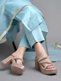 Shoetopia Embellished Rose-Gold Block Heels For Women & Girls /Eu35,Rose-Gold,2,B0DZVQQ5Q2