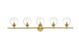 Living District Jaelynn 5-Light Iron & Glass Bath Sconce In Brass/Clear