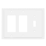 Modern Edge Decorative Wall Plate Switch Plate Outlet Cover, Durable Solid Zinc Alloy (Single Toggle/Double Decorator, White)