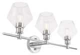 Living District Gene 3-Light Metal Wall Sconce In Chrome And Clear Glass