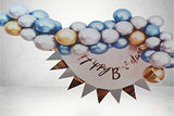 Atpata Funky Chrome Balloon Arch Dome Kit of Golden Happy Birthday Banner, Flags Banner