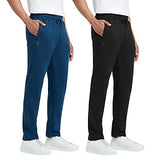 Xyxx Athleisure Men'S Cotton Track Pants - Relaxed Fit Ultra Smooth Sweat Absorbent Code Loungewear With Zippered Pockets Perfect Ankle Length Drawcord Closure,Black+BlueApparel,XL