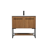 Elegant Decor Sloane 36 Aluminum Mdf Single Bathroom Vanity In Walnut Brown