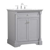 Elegant Decor Indoor Modern Under Sink Bathroom Fixtures Storage Organizer Cabinet 36 Inch Single Bathroom Vanity - White With B