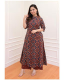 Anni Designer Women'S Cotton Blend Straight Printed Kurta With Palazzo (Abp Maroon-Nw_Xxl_Wine_Xx-Large),Maroon,2XL,Cotton Blend,ABP Maroon-NW_044,Kurta, Pants
