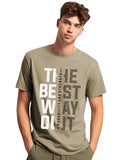 Adro Motivational Quote Printed T-Shirt For Men - 100% Cotton, Regular Fit, Soft Breathable Fabric | Rn23-M-Best-Be-M Beige